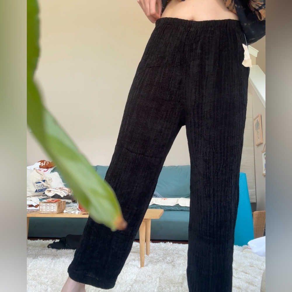 Vintage Black Textured Pants